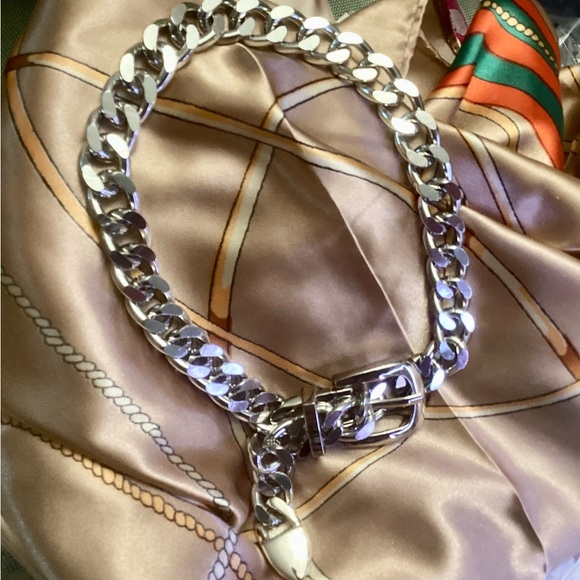 COPY - Chunky Wide Link “Belted” Choker Necklace - Picture 7 of 7